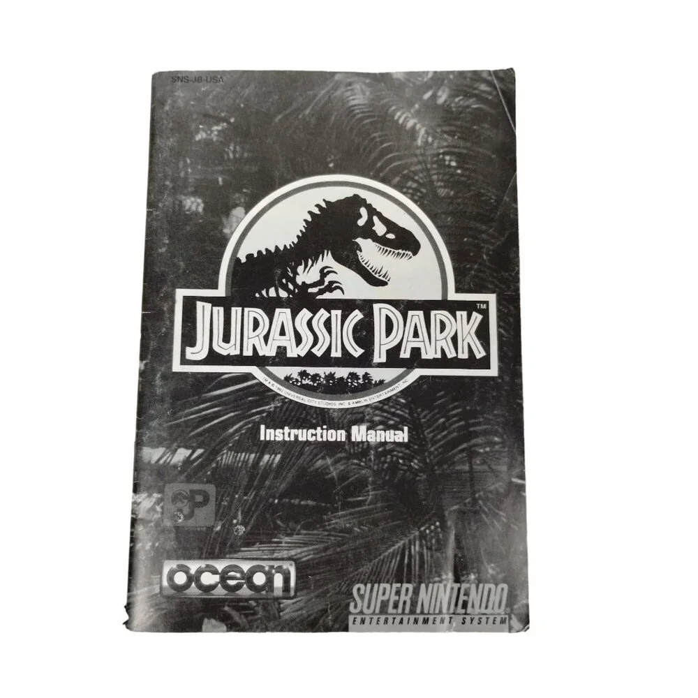 Super Nintendo Jurassic Park Game Instruction Manual Only